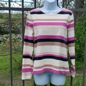 J Crew Cotton Mauve/White Long Sleeve Shirt Sz L